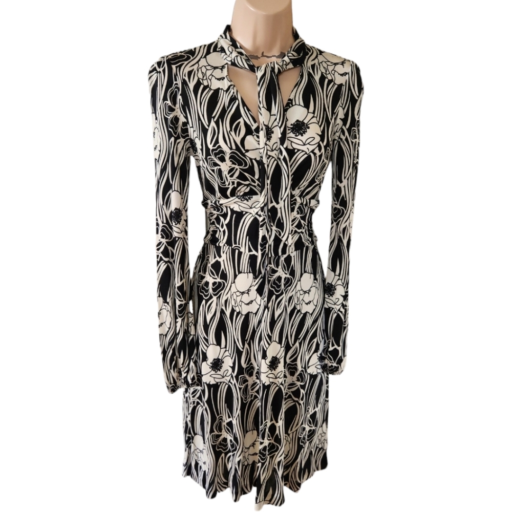 BANANA REPUBLIC Silk Poppy Print A-line Dress - Size XS - Picture 5 of 14